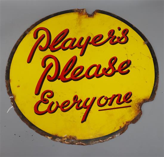 A Players Please Everyone enamelled circular sign Diameter 45.5cm